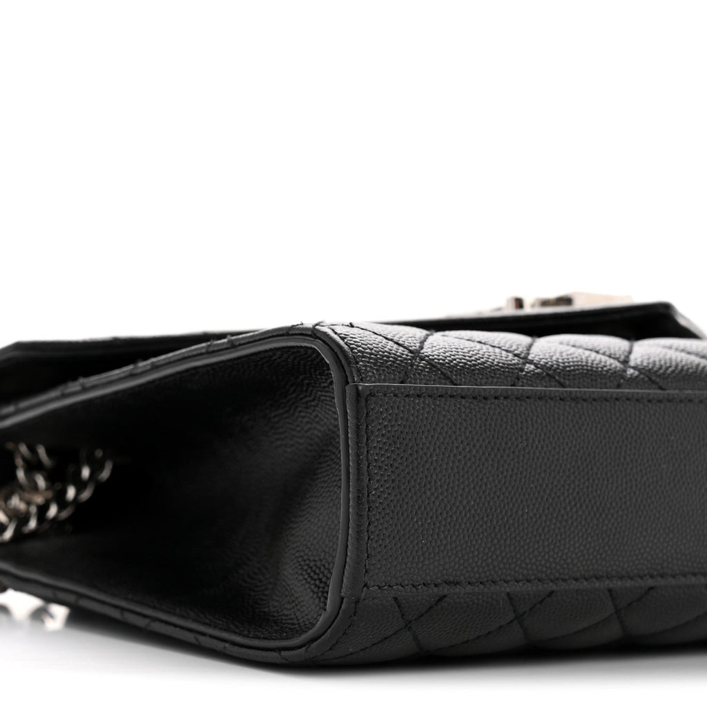 Grain De Poudre Textured Mixed Matelasse Triquilt Medium Monogram Satchel Black