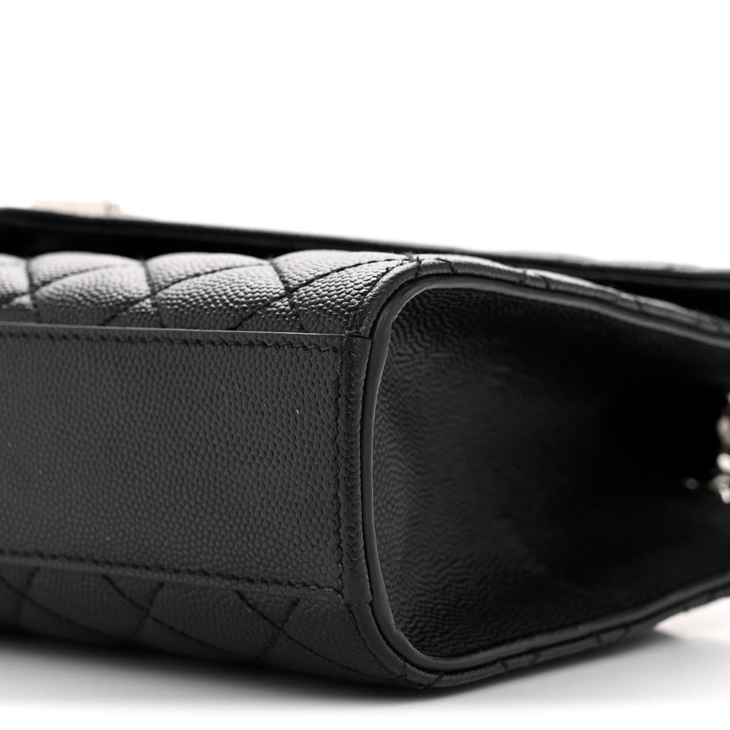 Grain De Poudre Textured Mixed Matelasse Triquilt Medium Monogram Satchel Black