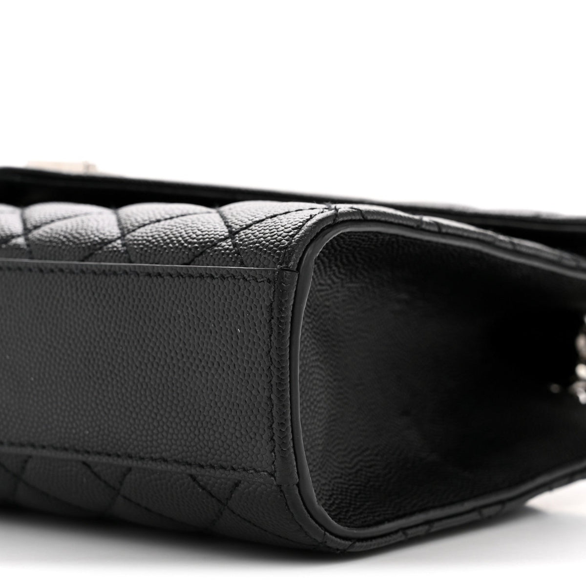 Grain De Poudre Textured Mixed Matelasse Triquilt Medium Monogram Satchel Black