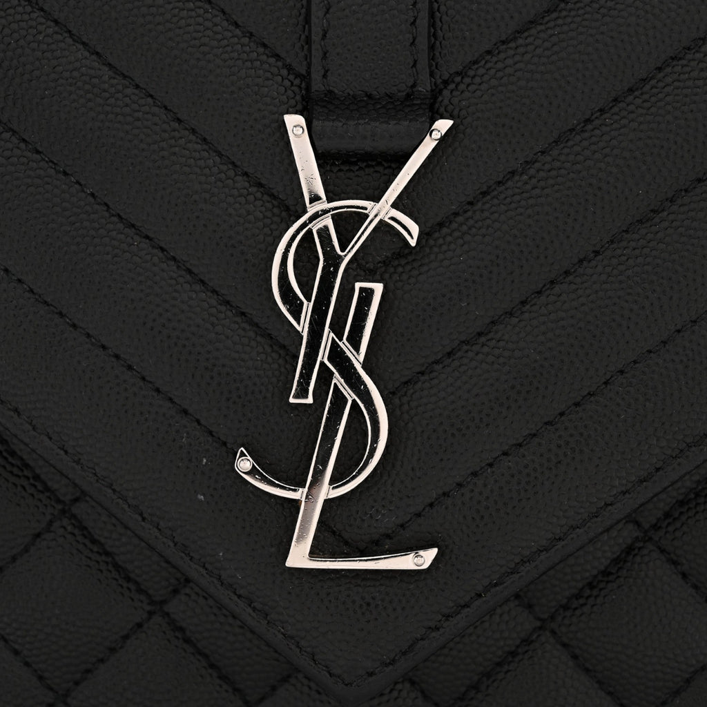 Grain De Poudre Textured Mixed Matelasse Triquilt Medium Monogram Satchel Black