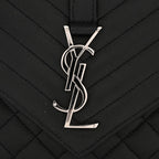 Grain De Poudre Textured Mixed Matelasse Triquilt Medium Monogram Satchel Black