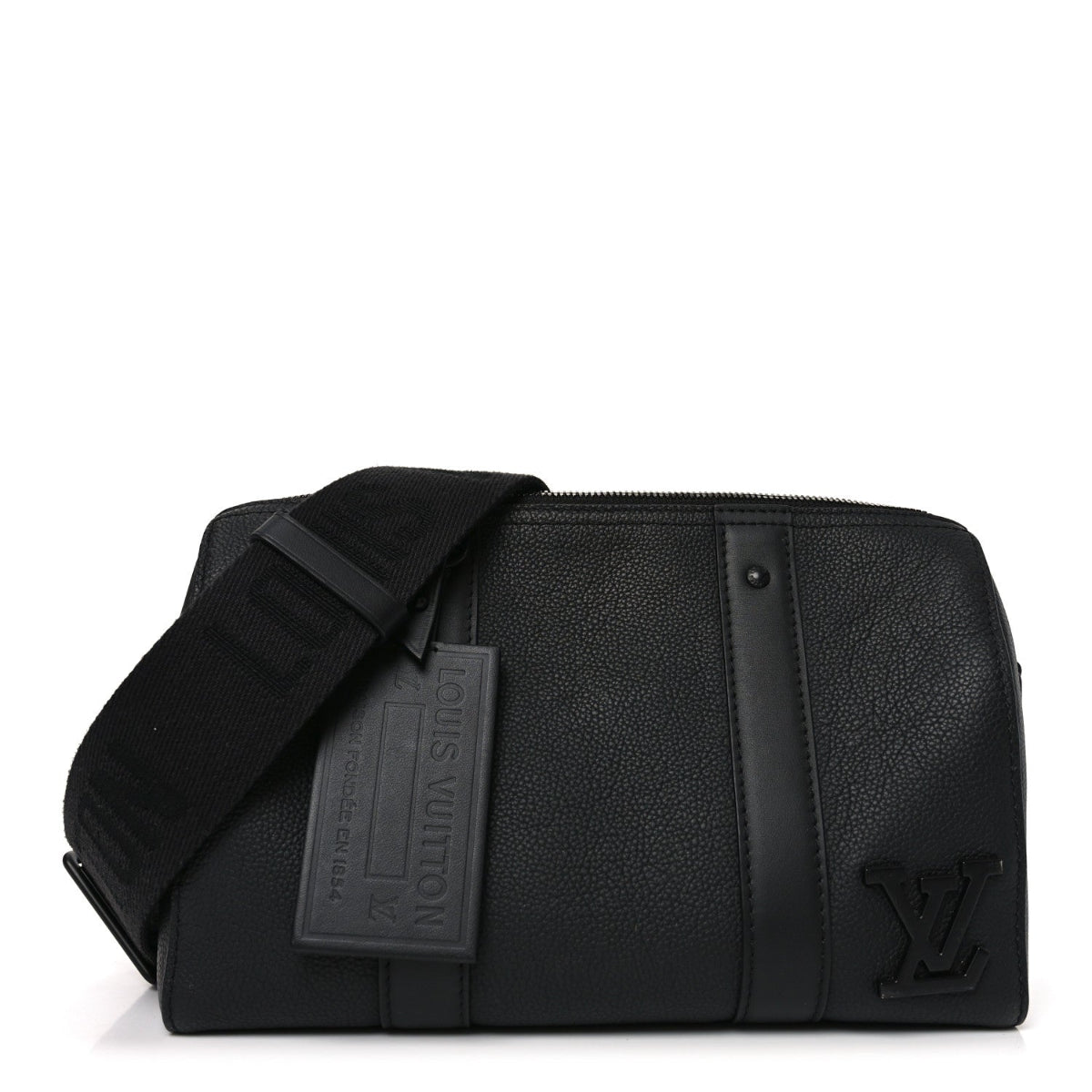 Grained Calfskin Aerogram City Keepall Black