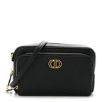 Grained Calfskin Caro Double Pouch Black