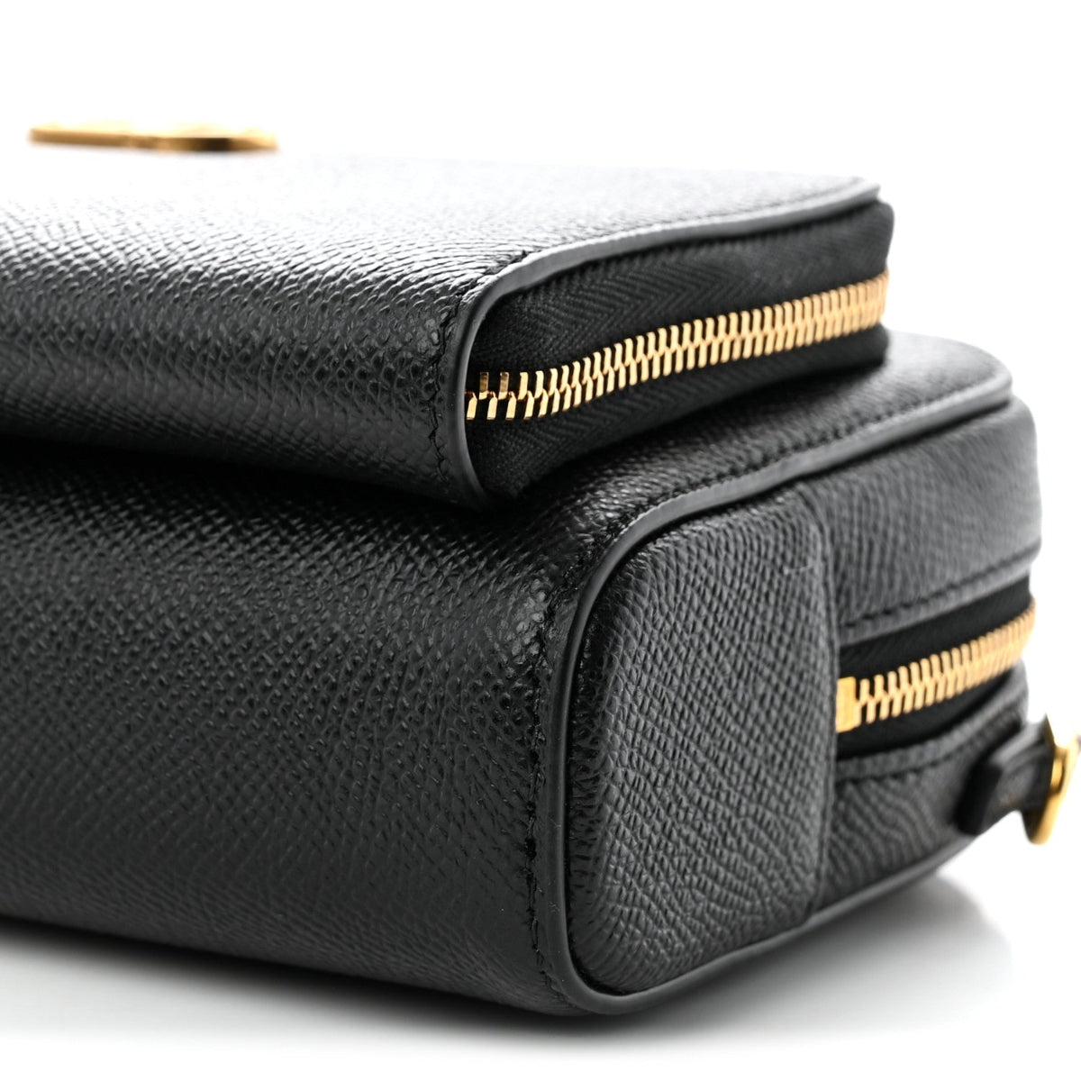 Grained Calfskin Caro Double Pouch Black