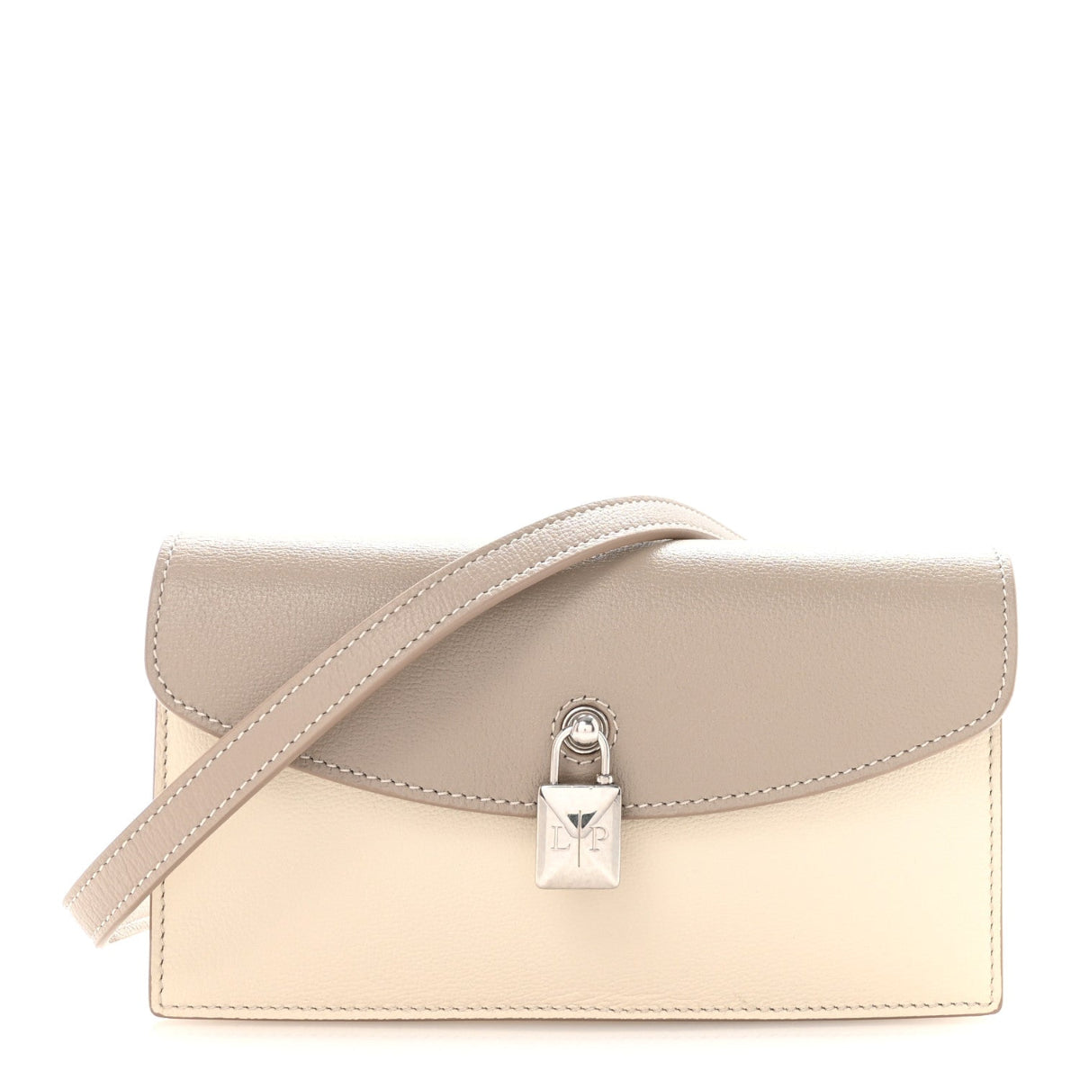 Grained Calfskin Extra Pochette Snowflakes Dove Antique Silver