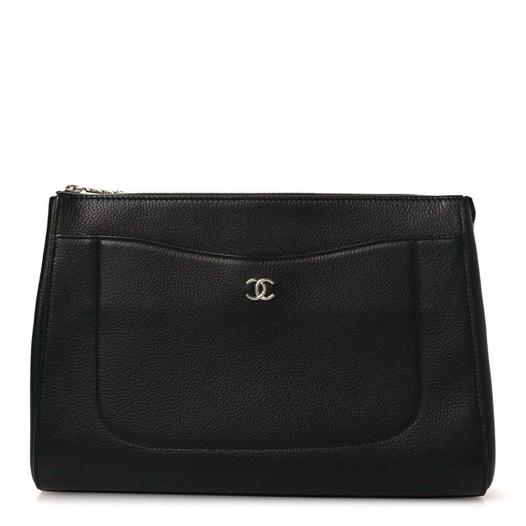 Grained Calfskin Large Neo Executive Cosmetic Case Black
