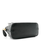 Grained Calfskin Logo Mini Ville Top Handle Bag Black White