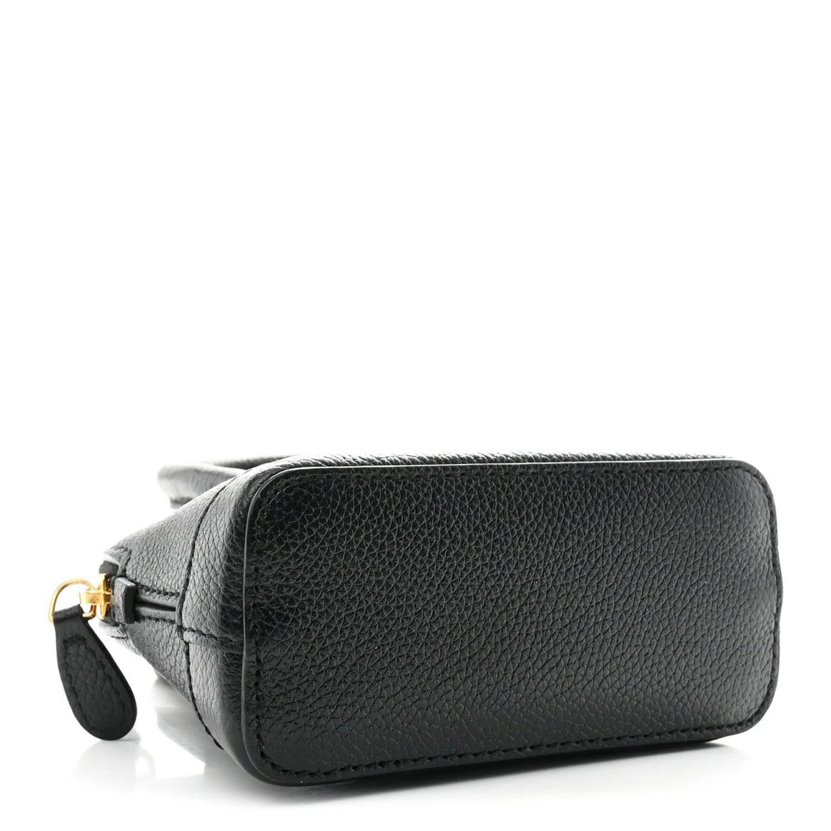 Grained Calfskin Logo Mini Ville Top Handle Bag Black White