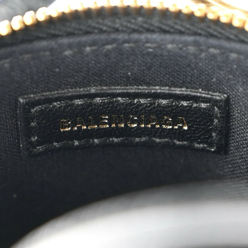 Grained Calfskin Logo Mini Ville Top Handle Bag Black White