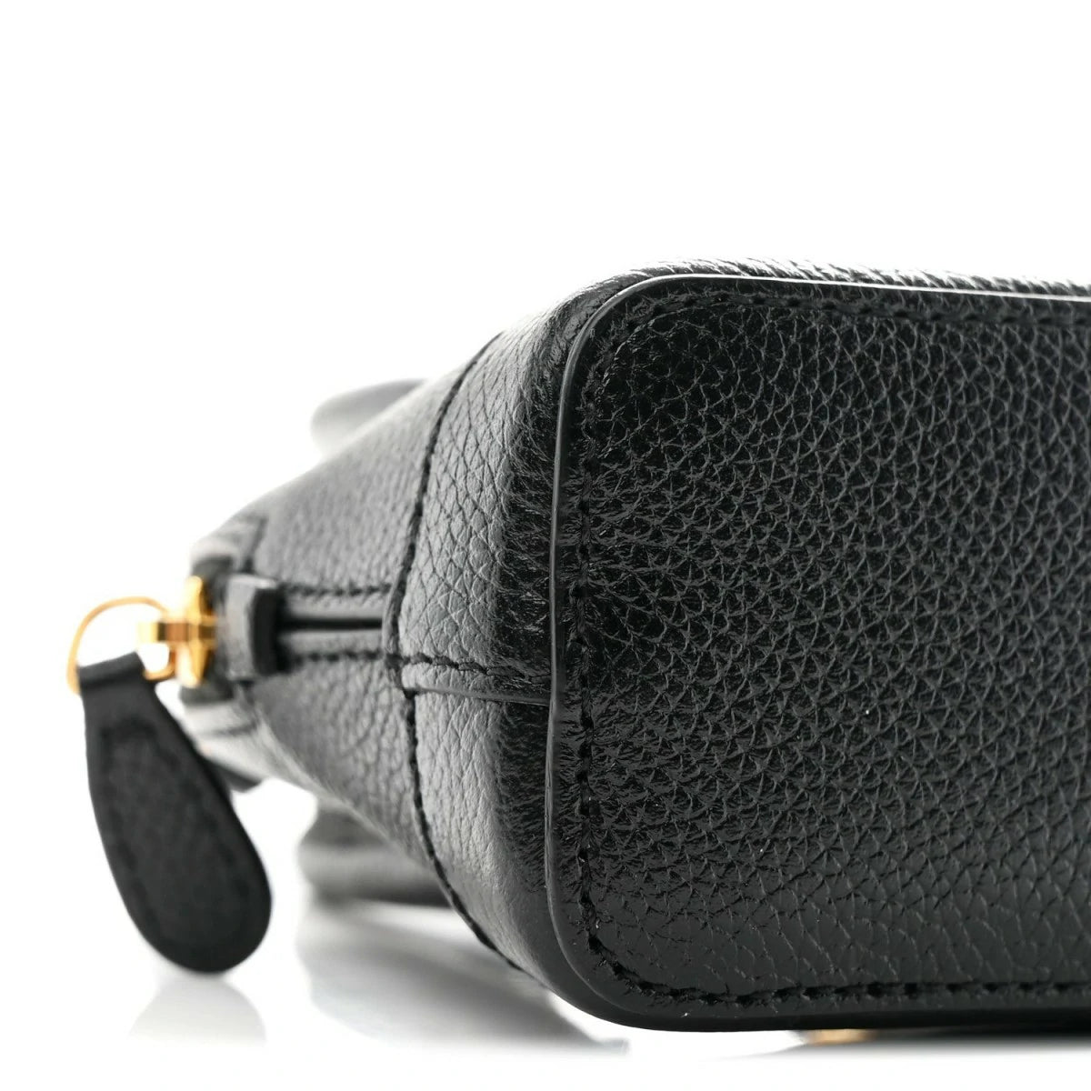 Grained Calfskin Logo Mini Ville Top Handle Bag Black White
