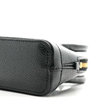 Grained Calfskin Logo Mini Ville Top Handle Bag Black White