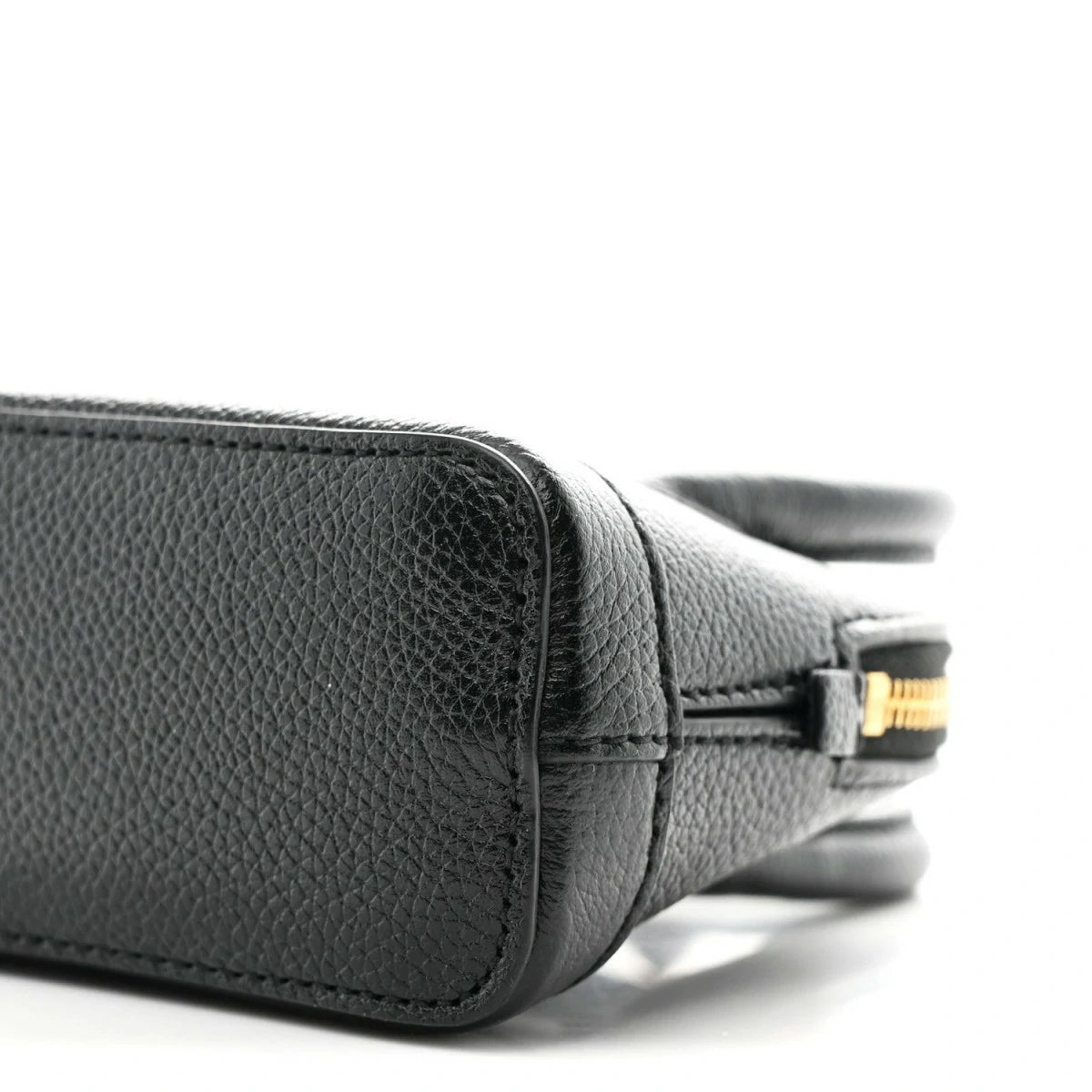 Grained Calfskin Logo Mini Ville Top Handle Bag Black White