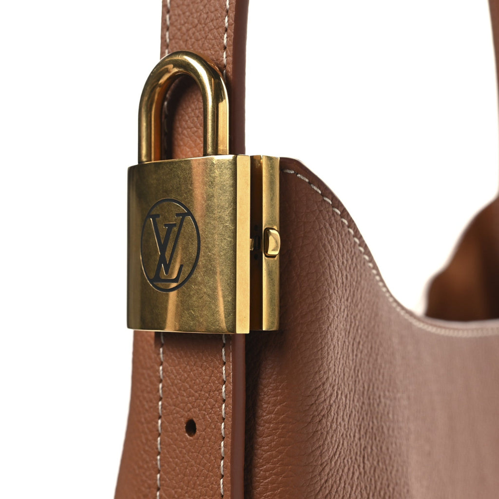 Grained Calfskin Low Key Hobo MM Cognac
