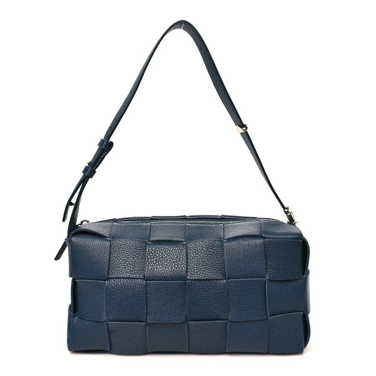 Grained Calfskin Maxi Intrecciato Brick Cassette Bag Deep Blue