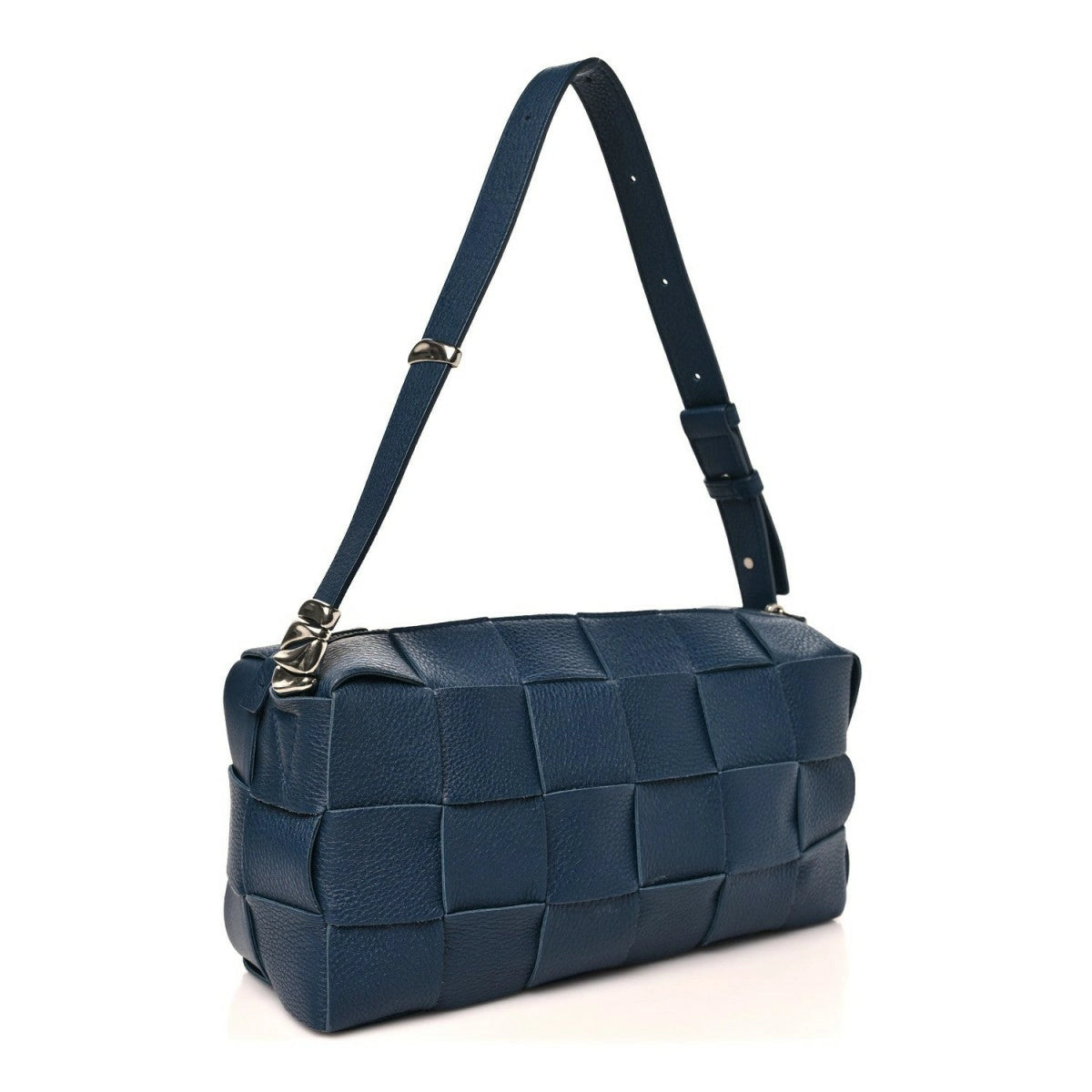 Grained Calfskin Maxi Intrecciato Brick Cassette Bag Deep Blue