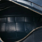 Grained Calfskin Maxi Intrecciato Brick Cassette Bag Deep Blue