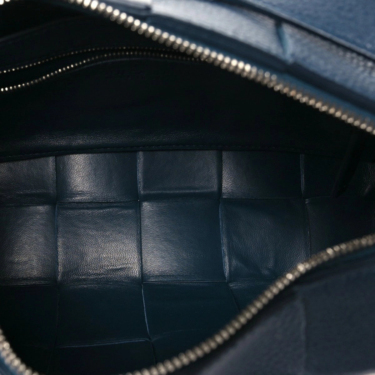 Grained Calfskin Maxi Intrecciato Brick Cassette Bag Deep Blue