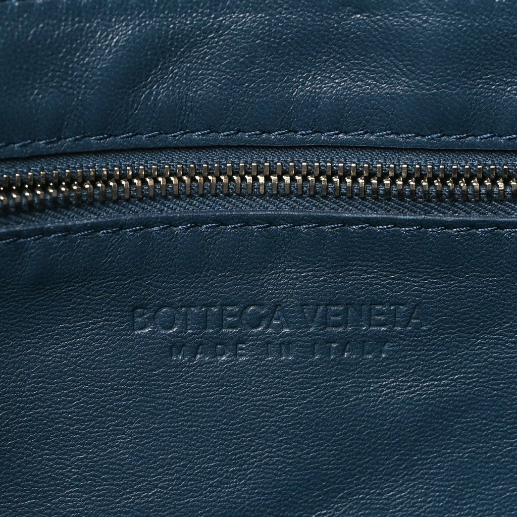 Grained Calfskin Maxi Intrecciato Brick Cassette Bag Deep Blue