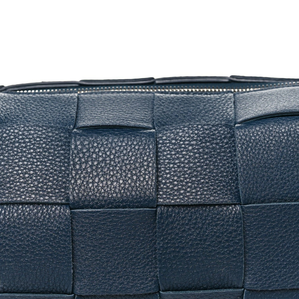 Grained Calfskin Maxi Intrecciato Brick Cassette Bag Deep Blue