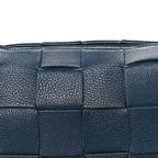 Grained Calfskin Maxi Intrecciato Brick Cassette Bag Deep Blue