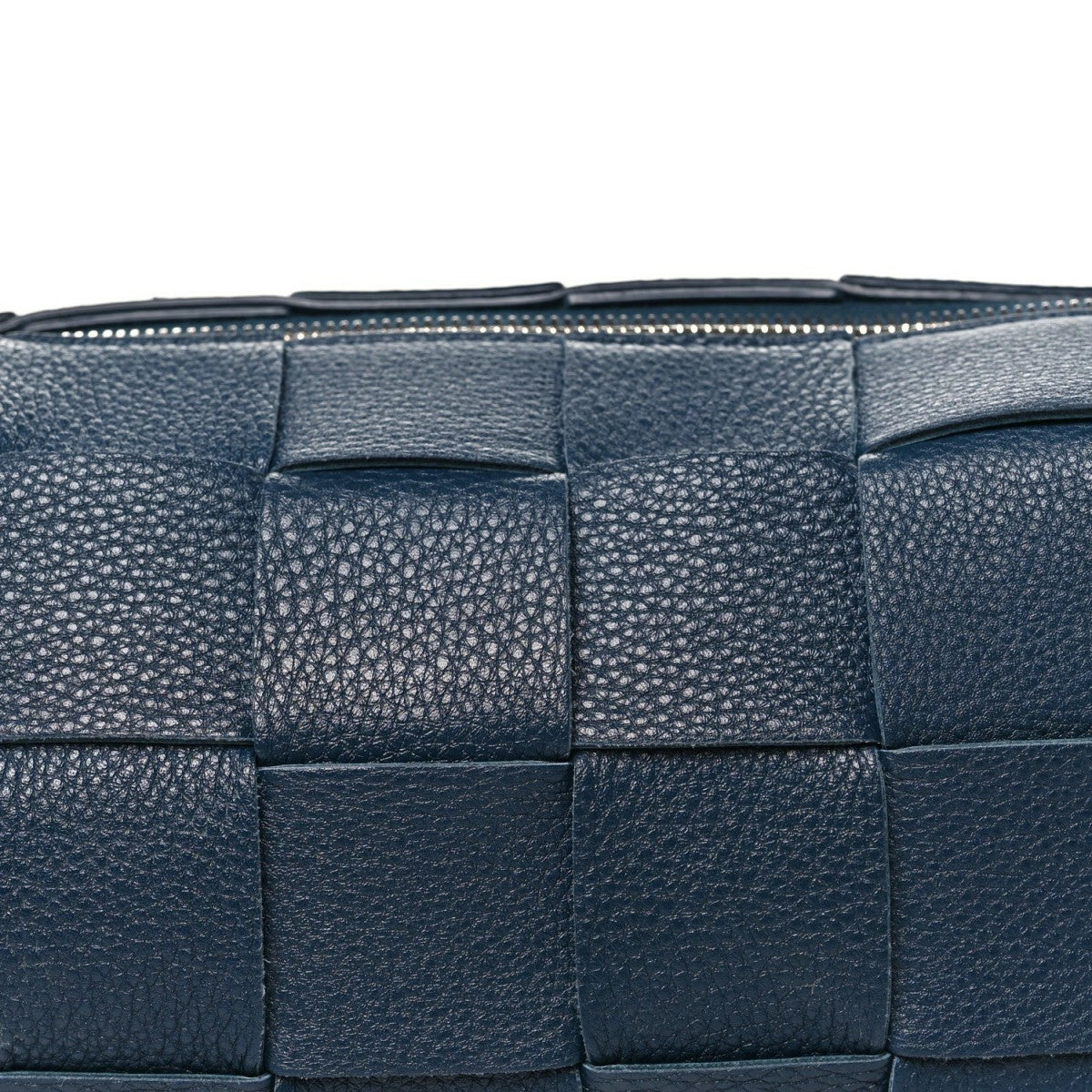 Grained Calfskin Maxi Intrecciato Brick Cassette Bag Deep Blue