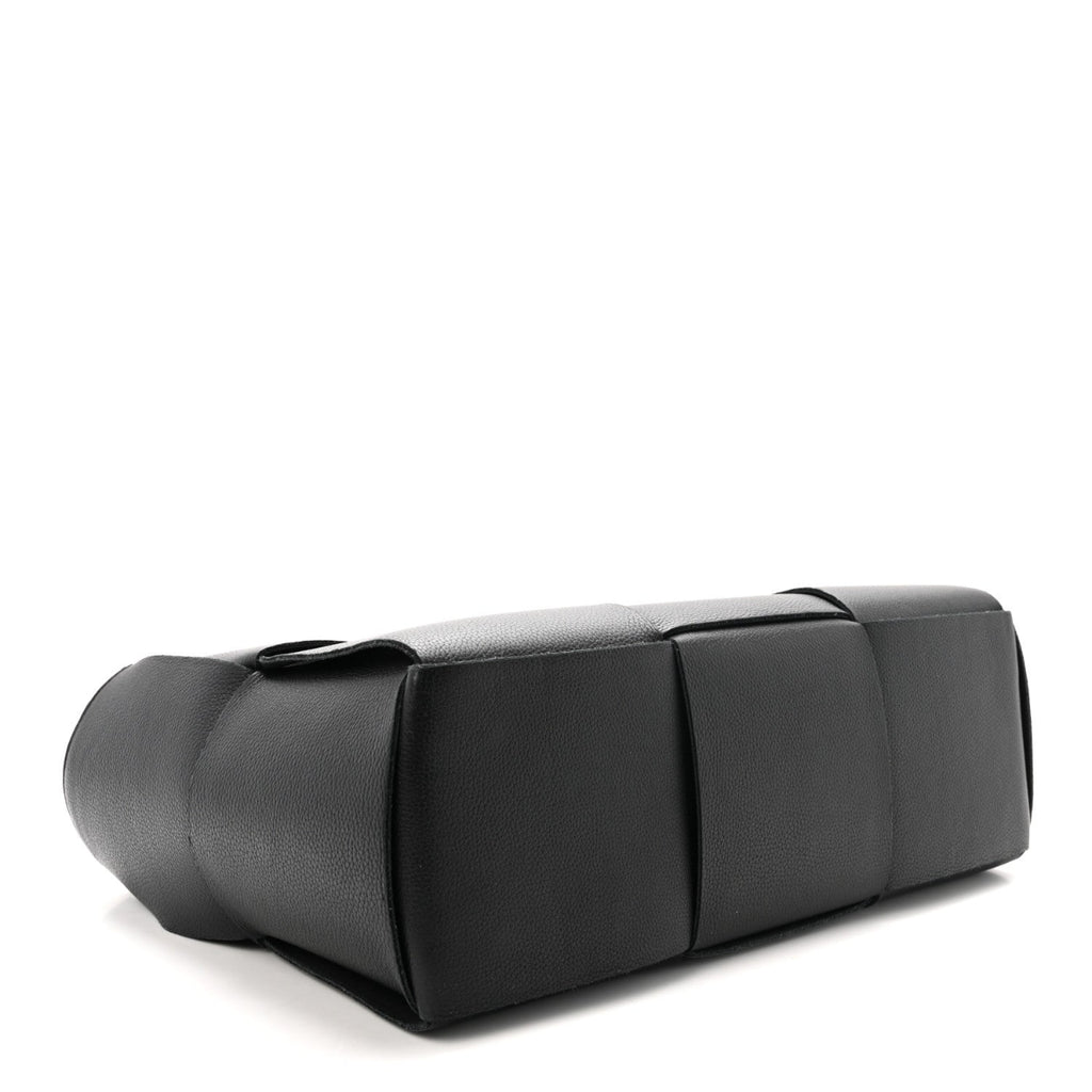 Grained Calfskin Maxi Intrecciato Medium Arco Tote Black