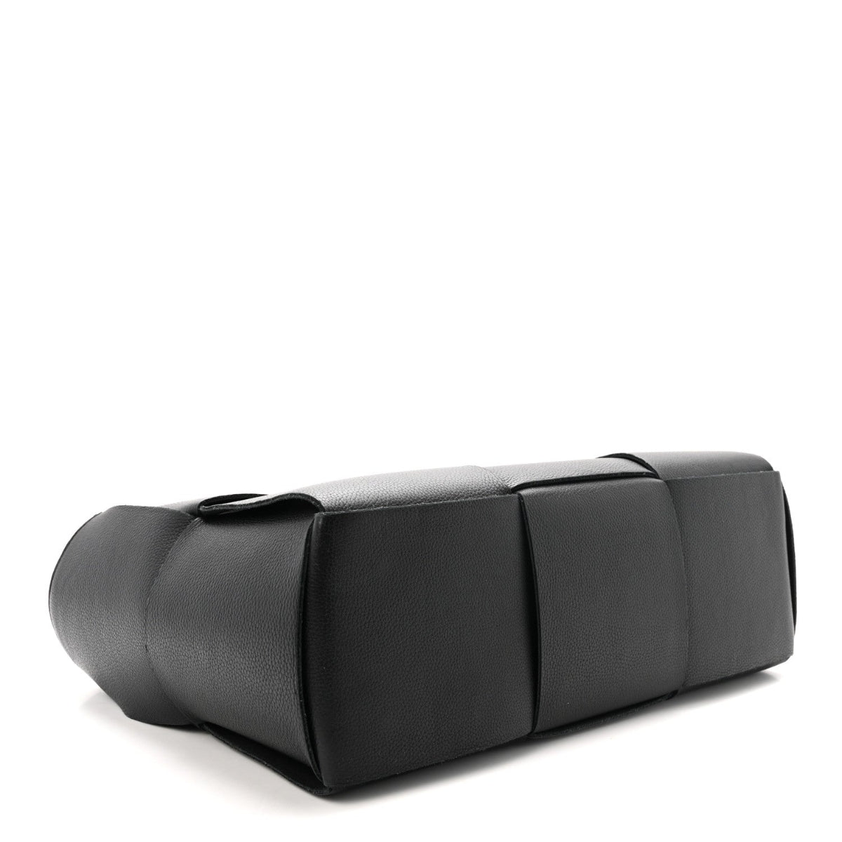 Grained Calfskin Maxi Intrecciato Medium Arco Tote Black