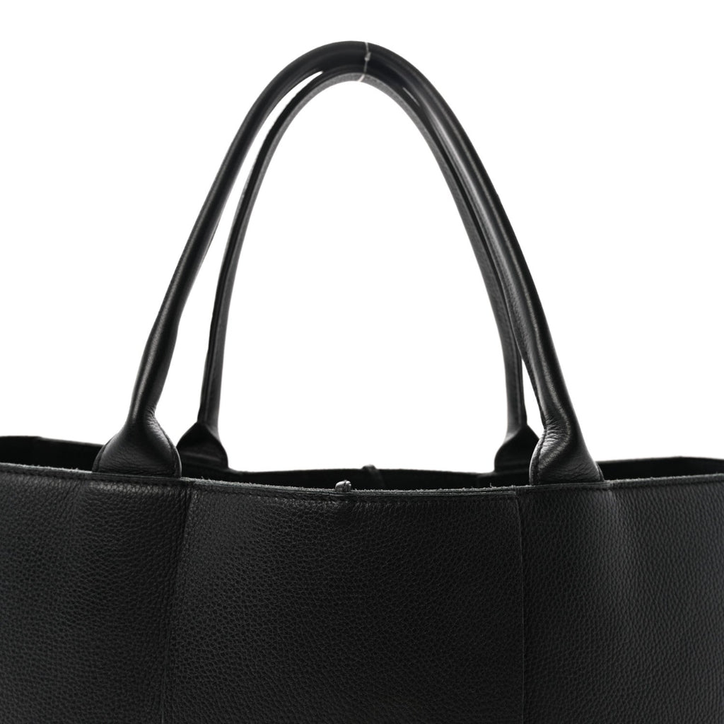 Grained Calfskin Maxi Intrecciato Medium Arco Tote Black