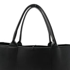 Grained Calfskin Maxi Intrecciato Medium Arco Tote Black