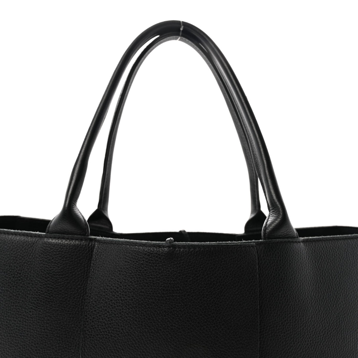 Grained Calfskin Maxi Intrecciato Medium Arco Tote Black