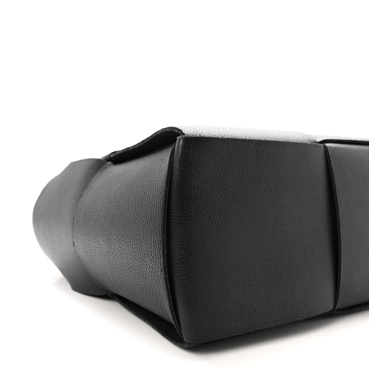 Grained Calfskin Maxi Intrecciato Medium Arco Tote Black