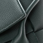 Grained Calfskin Maxi Intrecciato Small Arco Pine Green