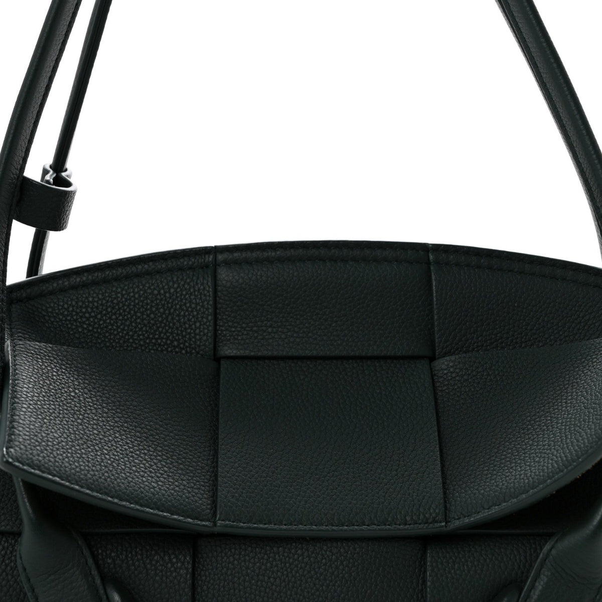 Grained Calfskin Maxi Intrecciato Small Arco Pine Green