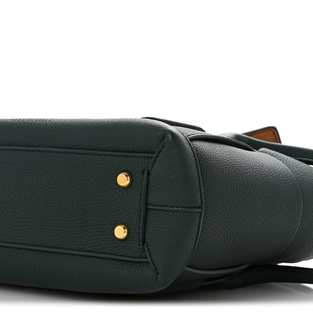 Grained Calfskin Maxi Intrecciato Small Arco Pine Green