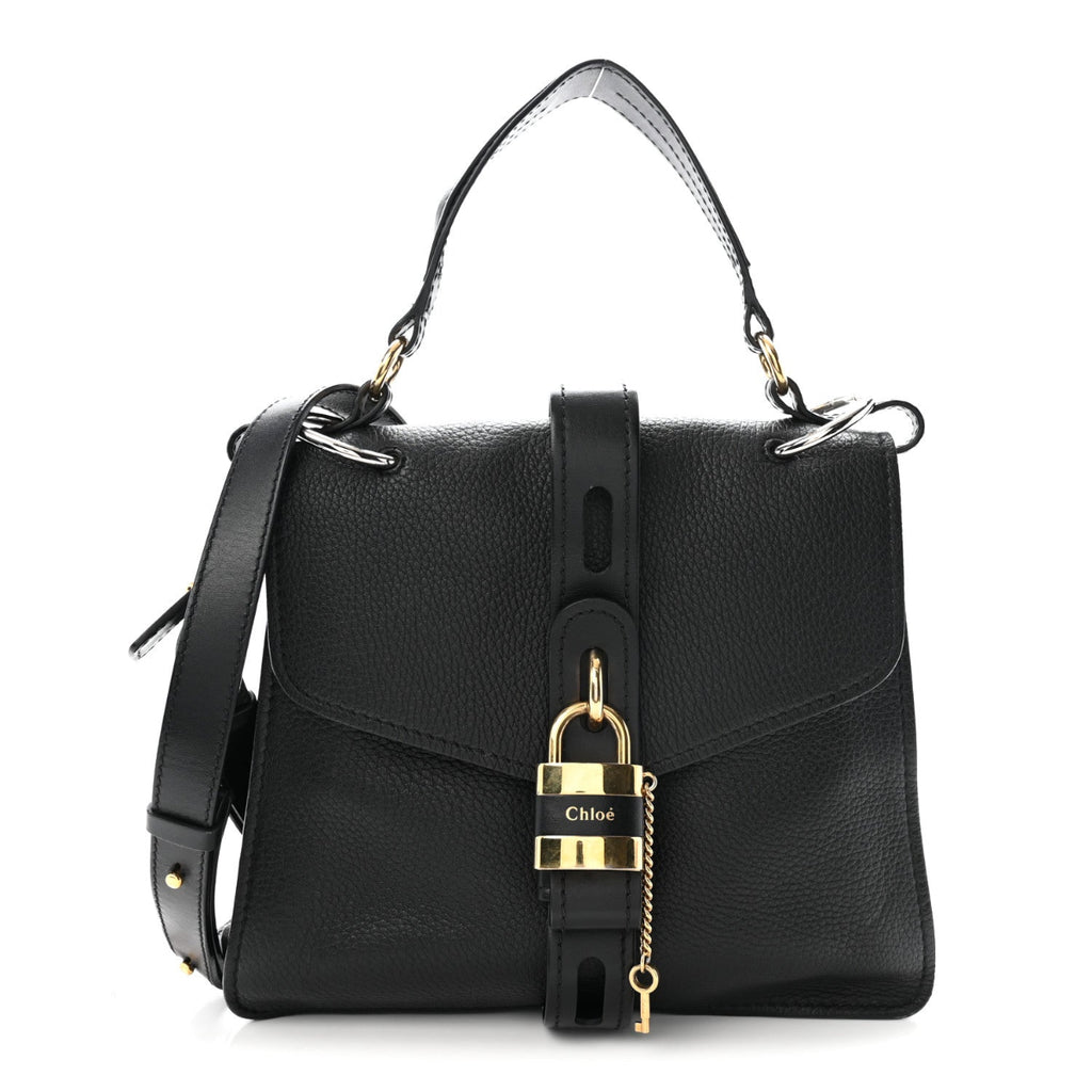 Grained Calfskin Medium Aby Day Shoulder Bag Black