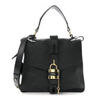 Grained Calfskin Medium Aby Day Shoulder Bag Black