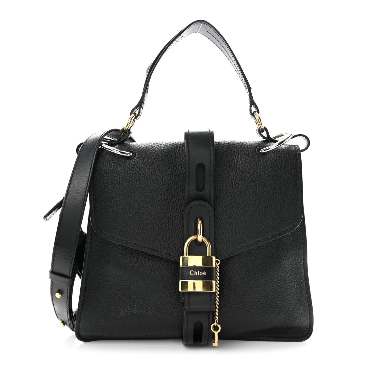 Grained Calfskin Medium Aby Day Shoulder Bag Black