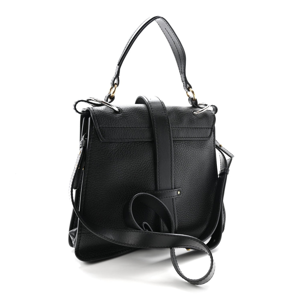 Grained Calfskin Medium Aby Day Shoulder Bag Black