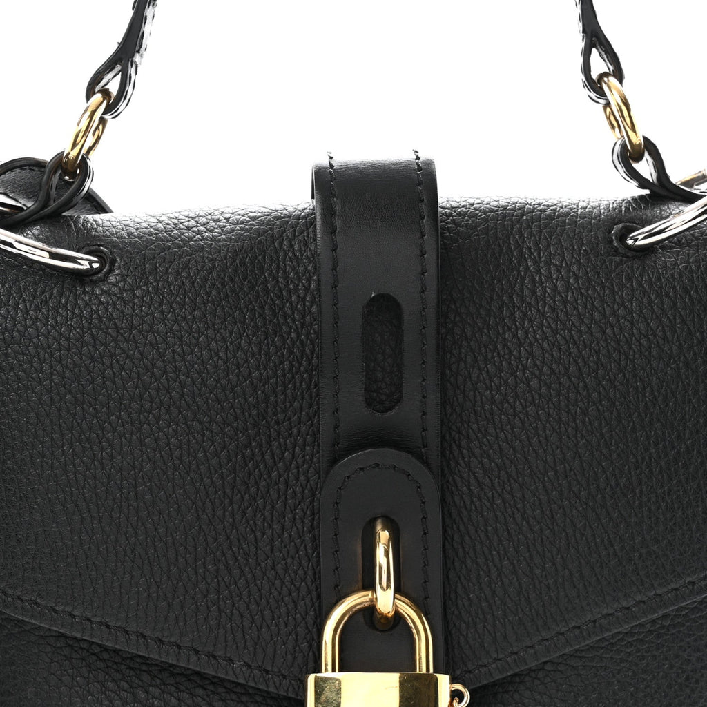 Grained Calfskin Medium Aby Day Shoulder Bag Black