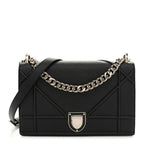 Grained Calfskin Medium Diorama Flap Bag Black