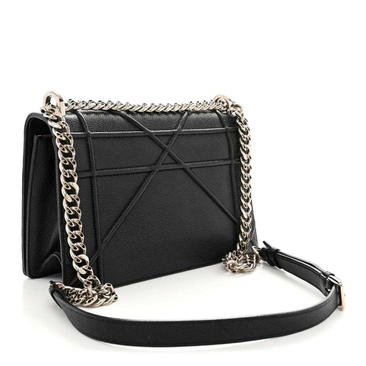 Grained Calfskin Medium Diorama Flap Bag Black