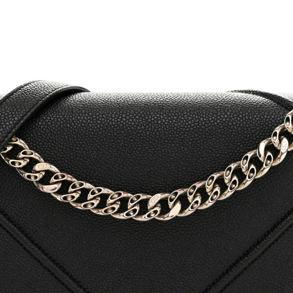 Grained Calfskin Medium Diorama Flap Bag Black