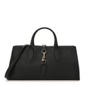 Grained Calfskin Medium Jackie Top Handle Bag Black