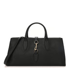 Grained Calfskin Medium Jackie Top Handle Bag Black