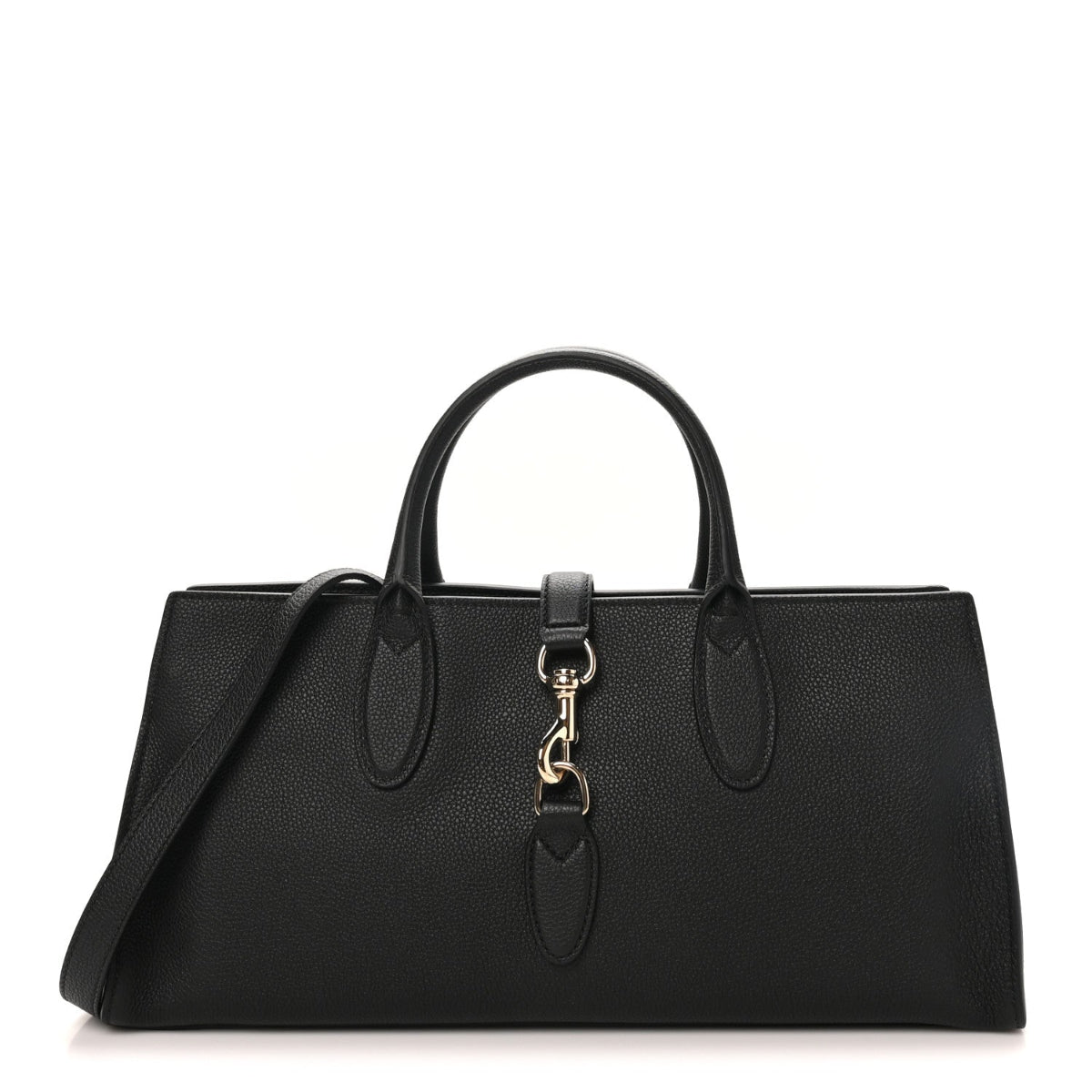 Grained Calfskin Medium Jackie Top Handle Bag Black