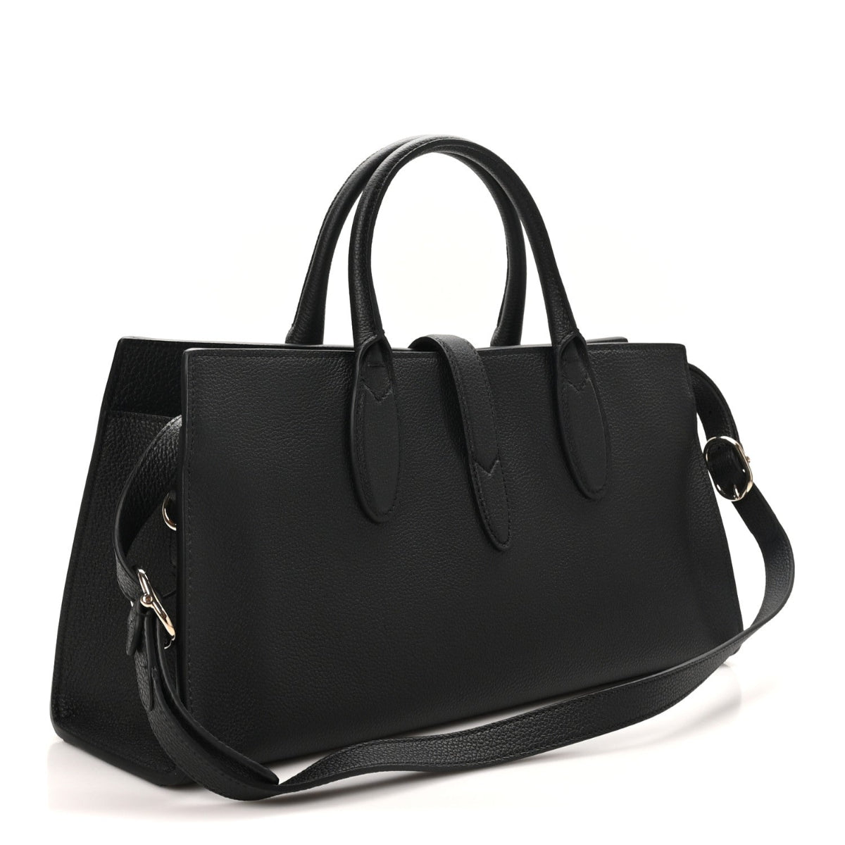 Grained Calfskin Medium Jackie Top Handle Bag Black