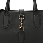 Grained Calfskin Medium Jackie Top Handle Bag Black