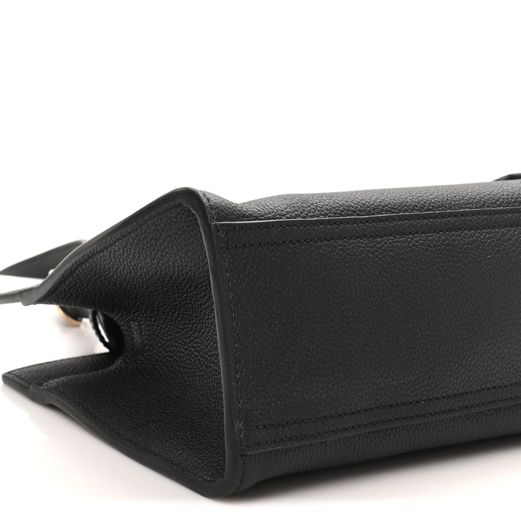 Grained Calfskin Medium Jackie Top Handle Bag Black