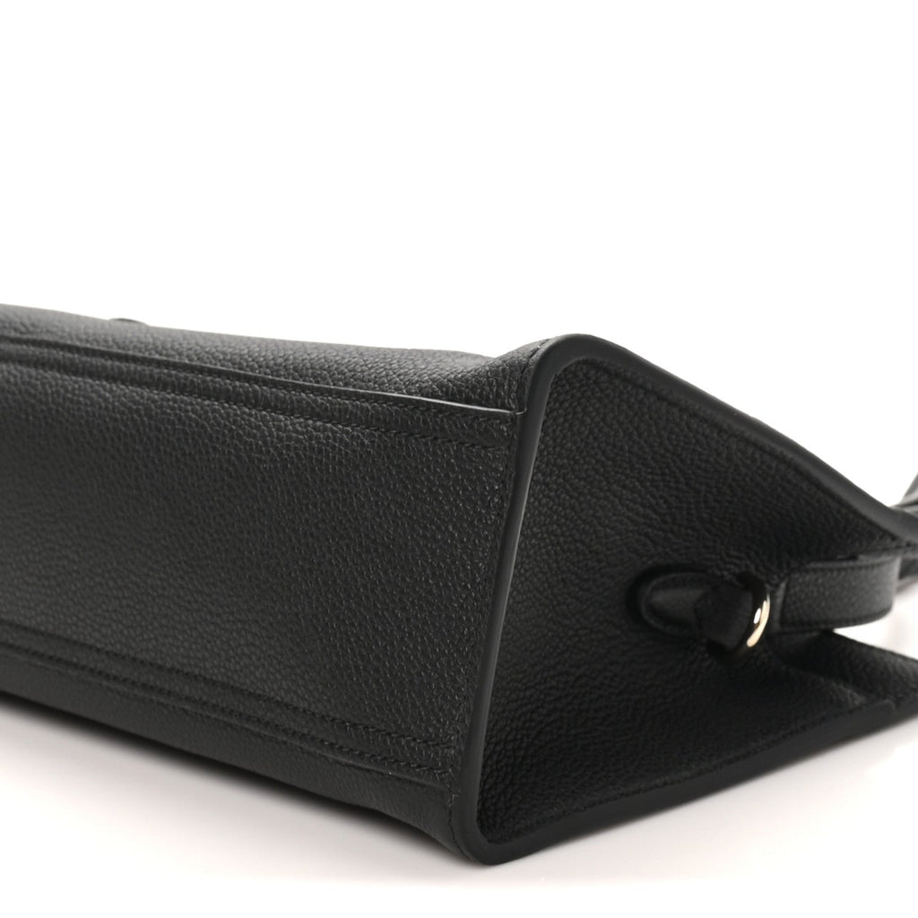 Grained Calfskin Medium Jackie Top Handle Bag Black
