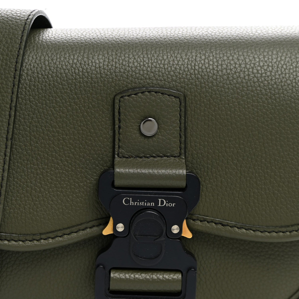 Grained Calfskin Mini Gallop Bag With Strap Green